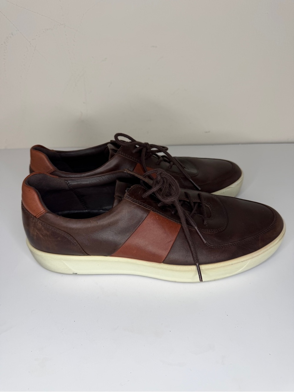 Ecco Oxfords Lace Up Casual Comfort Shoes Men Size 46 US 12 Brown Leather